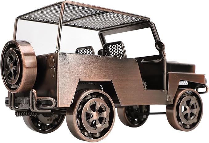 Alomejor Handcrafted Iron Car Figurine, Antique Vintage Metal Vehicle Model Home Decor with Exquisite Metal Craftsmanship, for Living Room TV Cabinet Wine Cooler Display (Red Bronze)