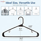 HOUSE DAY Plastic Hangers 20 Pack, Space Saving Clothes Hangers with Built-in Hooks, Durable & Strong Closet Organizers and Storage, Dorm Room Essential, Perfect for Shirts, Coat, Pants, Dress - Black
