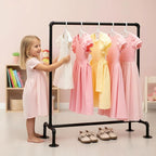 Kids Pipes Dress up Clothing Rack, Kids Clothes Rack, Child Garment Rack, Hanging Clothes Rod Storage Shelf Organizers Shelves Shelving, Black Metal