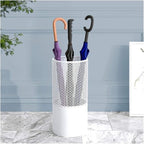 Umbrella Stands Hollowed-out Metal Umbrella Holder with Hooks,Umbrella Rack Modern Round Outdoor Hallway Entryway Umbrella Stand Rack (Color : White, Size : 50cm)