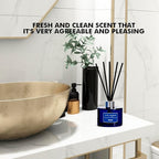 Xcleen Reed Diffuser, 6.7 Oz Escape Scented Diffuser with Sticks, Long Lasting Fragrance Air Freshener, Bathroom Shelf Decor