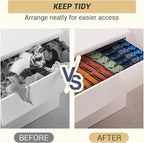 PINGMIC Gray Sock Organizer Divider 2 Pack - 24 Cell Foldable Closet Storage, Tie Organizer For Men Boxes for Socks, Ties, Belts