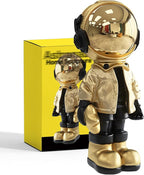 EZ4ENCE Figurine Statue Astronaut Sculpture Spaceman Decor,Sculpture for Home Decor,Arts Gold and Black Shelf Decoration,Cool Metal Mask Table Decor,Large Spaceman Figure Ornament