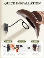 Cinati Cowboy Hat Rack for Wall 4 Pack, Cowboy Hat Holder Wall Mount, Western Rustic Metal Hats Hanger Hooks Organizer for Fedora,Sun Hats,Wide Brim, Extra Hooks for Baseball Caps,Western Room Decor