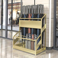 Commercial Metal Umbrella Stand Umbrella Holder, Corridor Entrance Umbrella Basket for Hotel School Cafe-with Drip Tray, Storage 30 Umbrellas (Color : Gold)