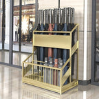 Commercial Metal Umbrella Stand Umbrella Holder, Corridor Entrance Umbrella Basket for Hotel School Cafe-with Drip Tray, Storage 30 Umbrellas (Color : Gold)