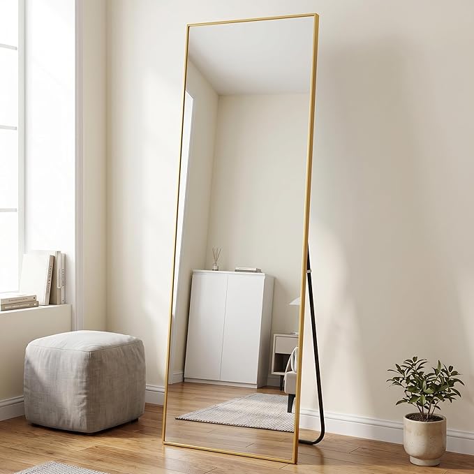 BEAUTYPEAK 71"x36" Rectangle Full Body Floor Mirrors, Full Length Mirror Hanging or Leaning, Aluminum Alloy Frame Wall Mirror for Bedroom, Dressing Room, Gold