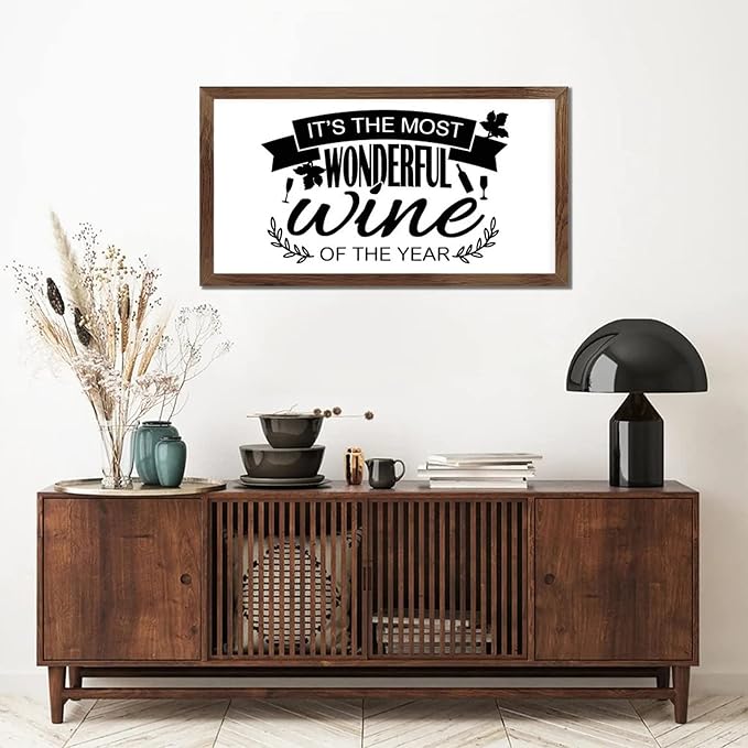 Scripture Verses 12x22in Hanging Wall Sign with Positive Saying Its the Most Wonderful Wine of the Year Vintage Style Apricot Frame Wooden Plaque for Cottage Bedroom Farmhouse Porch Wall Decor