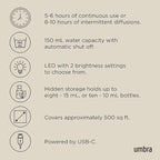 Umbra Casita Diffuser in Sand – Aromatherapy Essential Oil Diffuser with LED Light, Multiple Mist Settings, Automatic Shut-Off, Hidden Storage for Oils, Concrete & Melamine Design for Modern Homes