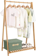 Small Clothes Rack Kids Dress Up Storage for Playroom, Toddlers Bedroom, Bamboo Child Garment Rack with Storage Shelf, Kids Clothing Rack Costumes Organizer