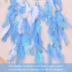 Pretty Jolly Dreamy Girls Butterfly Dream Catcher Wall Decor Fairy Blue Feather Baby Dreamcatcher Handmade Home Décor Wall Hanging for Nursery Bedroom Girls Birthday Gift