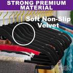 MIZGI Premium Velvet Hangers Pack 40 Pcs Heavy Duty - Non Slip Felt Hangers - Velvet Suit Hangers Black with Gold Hooks,Space Saving Clothes Hangers