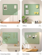 Fluxynara Bulletin Board, 23.6" x 17.5" Cork Board Alternative with 12 Safe Removable Adhesive Tabs, Foldable Felt Pin Board for Home Office, Classroom, Bedroom,Entryway for Walls—Moss Green