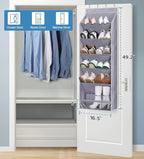 KEETDY Over The Door Shoe Organizer Fit Big Shoes Large Shoe Rack for Door Hanging Shoe Organizer for Closet Door Storage Boots, Grey