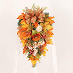Ochine Fall Harvest Swag for Front Door, Artificial Fall Swag Fall Wreath Artificial Fall Harvest Teardrop Swag Decorative Swags for Thanksgiving Harvest Autumn Fall Decor Halloween Decorations