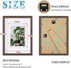 Egofine A4 Picture Frames Set of 4, Made of Solid Wood Covered by Plexiglass 5x7 and 6x8 with Mat or A4 without Mat, for Table Top Display and Wall Mounting Photo Frame Brown