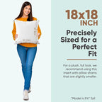 Pillowflex Synthetic Down Alternative Pillow Inserts for Shams - Comfy Pillows for Sleeping, Perfect Pillow & Best Sleeping Pillows, Handmade Down Alternative Throw Pillow Inserts - (18x18 Set of 2)