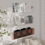 3 Pack Acrylic Magazine Holder and Vinyl Record Rack, 24" Wall-Mounted Display Shelf, Clear / Tea Brown / Ripple Pattern Wall Decor Racks for Living Room, Bedroom, or Music Room