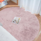 Pink Washable Fluffy Rugs for Bedroom Small Circle Faux Rabbit Shag Fur Area Rugs for Living Room Nursery Round Rug 3ft Rug