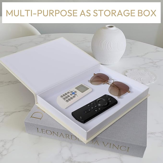 MAOBUYOU Decorative Linen Book Set of 2, Faux Book Storage Box, Coffee Table and Bookshelf Decor