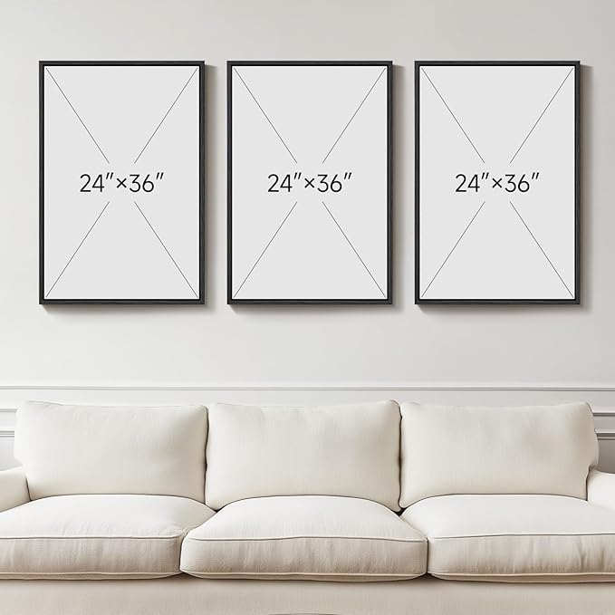 Large Framed Gold Abstract Geometric Wall Art for LIving Room, 3 Piece Modern Canvas Prints Paintings Artwork for Walls, Minimalist Black White Gold Pictures for Hallway Office Wall Decor 24x36 Inch