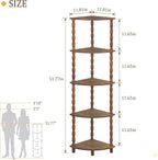 MaxSmeo Corner Shelf, 5-Tier Corner Bookshelf for Small Spaces, Stylish Corner Storage Display Shelves for Bedroom, Bathroom, Kitchen, Living Room (Rustic Brown)