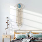 LOMOHOO Large Boho Dream Catchers Evil Eye Macrame Wall Hanging Woven Dream Catcher for Bedroom Home Dorm Room Ornament(Beige)