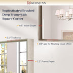 Keonjinn 48 x 36 In Brushed Nickel Bathroom Mirror, Rectangular Metal Framed Wall Vanity Mirror for Over Sink Square Corner Aluminum Alloy Modern Farmhouse Rectangle Silver Mirror(Horizontal/Vertical)