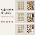 Shoe Organizer for Closet 2 Pack, Foldable Shoe Box with Adjustable Dividers and Clear Cover, Space Saving Shoe Storage Organizer Cabinet with Reinforced Handles, Fits 32 Pairs TP12J