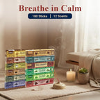 Tulasi Nag Champa Incense Sticks Assorted/Variety Pack – 180 Hand Rolled Sticks, 12 Natural Scents | Sandalwood, Lavender, Vanilla, White Sage | Meditation & Yoga Aromatherapy