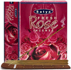 Fresh Rose Incense Sticks and Incense Stick Holder Bundle Insence Insense Satya