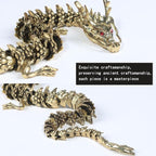 LIYAOLI 3D Articulated Chinese Dragon Statue Metal Copper Dragon 9 Inch Luck Dragon for Home Office Desk Decoration