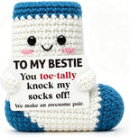 Belatelove Funny Gifts for Best Friend, Handmade Crochet Sock Doll, Birthday Gift for Women Coworker Sister, Inspirational Present Home Office Desk Decor