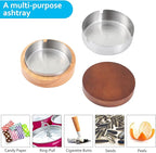 Cute Ashtrays for Cigarettes Outdoor Patio Ash Tray with Lid FriyGardcn Wooden Ashtray with a Stainless Steel Portable Decorative Ash Tray for Home,Office,Indoor,Parties