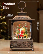 Christmas Snow Globes Light up Snowglobes Christmas Lantern with 8 Songs, 10.43" Christmas Snow Globes for kids adults, 6H Timer & Dual Power, Lighted Christmas Decorations Indoor, Gifts for Women Men