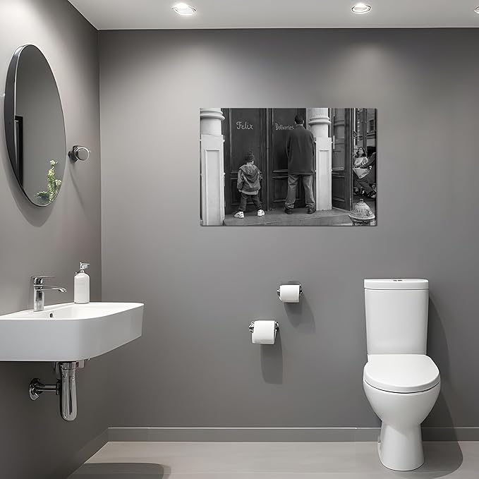 Funny Bathroom Wall Decor Black and White Wall Art - Classic Movie Posters Canvas Print, Vintage Funny Wall Art for Office Lounge Area Restroom Bathroom Decor 12x16 inch