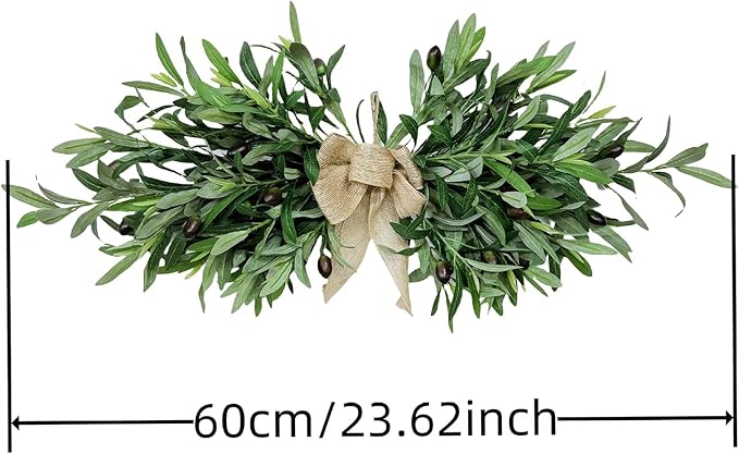 Artificial Olive Swag, Floral Swag with Green Leaves and Olive Fruit, Fake Olive Leaves Decorative Swag