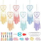 INFUNLY 6 Sets Dream Catcher Kit - Heart Small DIY Dream Catcher Making Kit - Boho Car Charms Pendant Accessories - Rearview Mirror Bag Charm