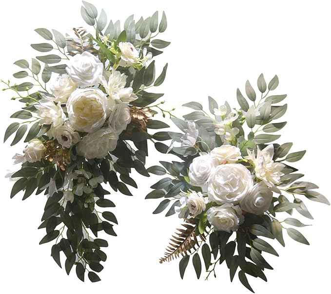 2Pieces Wedding Decorative Swag Artificial Flower Swag Ceremony Sign for Indoor and Outdoor Use Decorations
