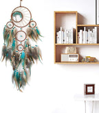 Blue and Brown Large Dream Catcher Wall Decor Crystal Tree of Life Dream Catchers Handmade Feather Dreamcatcher Wall Hanging Ornament for Bedroom Living Room Home Decor