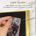 Linen Bulletin Board 36" x 24", Black Fabric Pin Board with Gold Aluminum Frame, Decorative Vision Board for Home Office, Bedroom & Dorm Wall Decor, Includes 10 Push Pins
