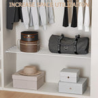 Expandable Closet Shelf Wall-Mounted Metal Storage Rack Adjustable Closet Rod DIY Divider Separator Space Saving for Cabinet Wardrobe Cupboard Kitchen Pantry Cupboard, 45.8-56.5 Inches
