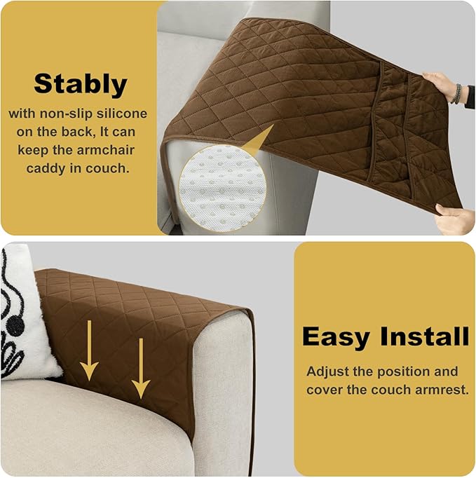 Remote Control Holder for Recliner,Non Slip Armchair Caddy,Sofa Armrest Storage Organizer for Recliner Couch With 6 Pockets for TV Remote,Cell Phone,Magazine