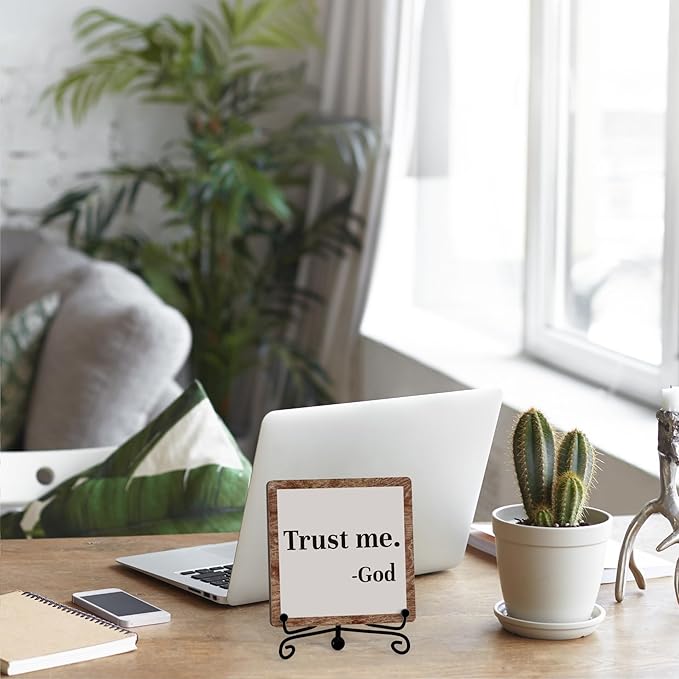 Home Decor, Farmhouse Shelf Decor For Living Room, Boho Aesthetic Table Decorations, Christian Gifts For Women Men, Entryway Tv Stand Fireplace Mantle Coffee Table Decoration (trust-04)