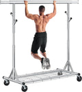Heavy Duty Clothes Rack Load 630 lbs, Metal Rolling Clothing Rack With Sturdy Wheel And Shelves, Adjustable Portable Hanging Garment Rack For Clothes,Chrome Stainless Steel