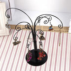 10.6 inch Ornament Tree Display Stand Rotating Decor, Decorative Black Metal Tabletop Display Stand Features Multiple Hooks, Display Rack for Ornaments Glass Globes Balls and Small Craft Items (1PCS)