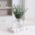 Ribbed Glass Vases, Set of 2 Fluted Vases for Flowers, Clear Glass Vase for Tulips, Modern Vase for Living Room, Kitchen, Office, Entryway, Mantle, Bookshelf, Wedding Gifts, Birthday