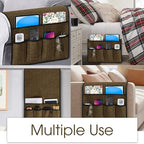 Joywell Armchair Caddy for Couch Remote Control Holder Recliner Armrest Organizer Non Slip Sofa Arm Chair Caddie with 6 Pocket Storage for Magazine, Tablet, Phone, iPad, Chocolate