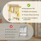 Double Rods Clothes Rack, Sturdy Rolling Clothing Rack, Portable Clothing Racks for Hanging Clothes - Metal Garment Rack Wardrobe Coat Rack for Bedroom Laundry Living Room, Gold