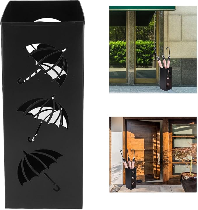 Asixxsix Umbrella Stand, Compact Space Saving Metal Umbrella Holder with Rustproof Water Proof Powder Coated Steel for Entryway Office Home Indoor Outdoor Storage